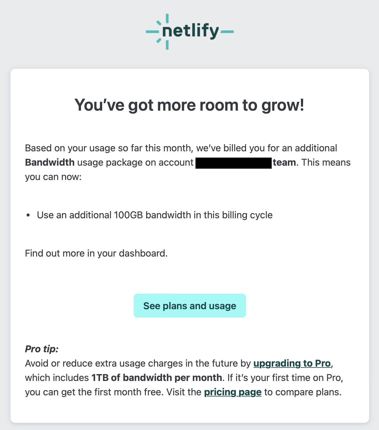 Netlify email screenshot